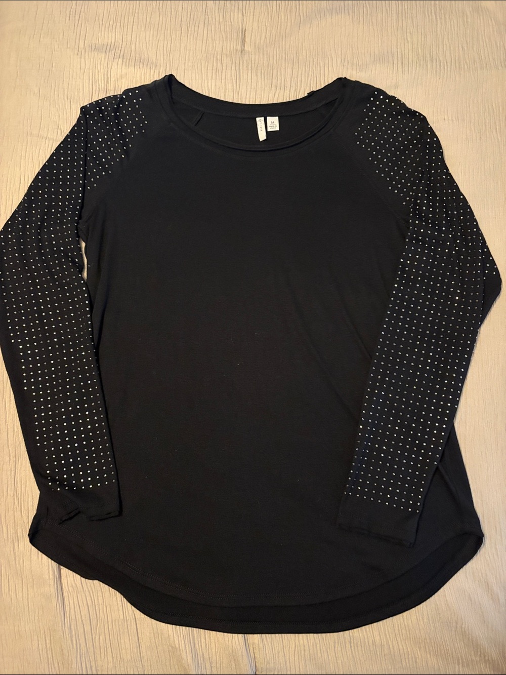 Women’s long sleeve top with crystal sleeves